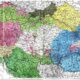 Harta etnică România și Austro-Ungaria, cu albastru românii, sursă foto wikipedia
