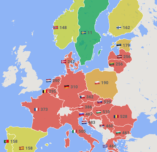 Prețurile spot ale energiei furnizate luni în întreaga Europă