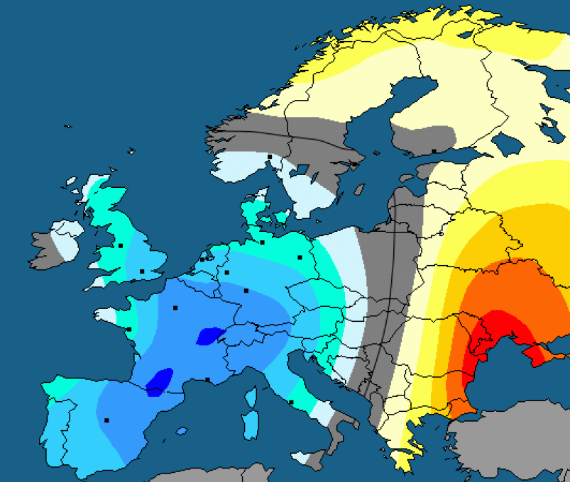 Curenți de aer rece care lovesc Europa, sursă foto Maxar preluat din Bloomberg