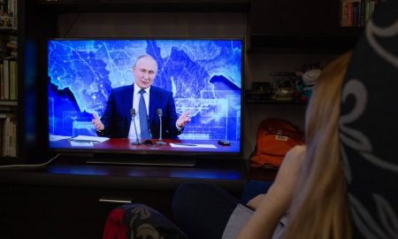 Putin la televizor, Sursă foto: Bloomberg