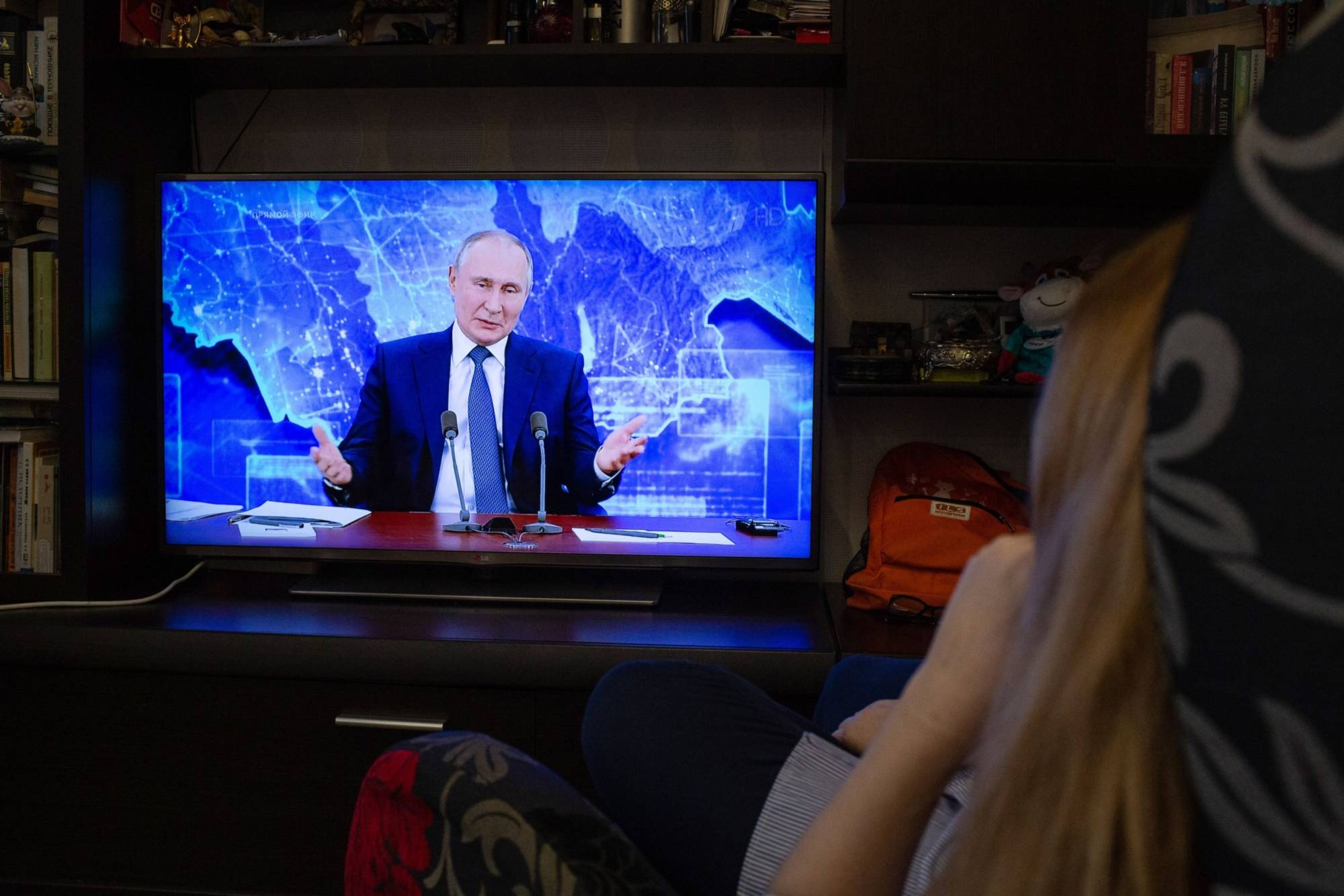 Putin la televizor, Sursă foto: Bloomberg