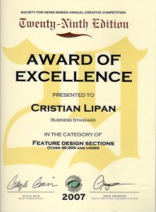 Unul dintre multele certificalte ale lui Cristian Lipan
