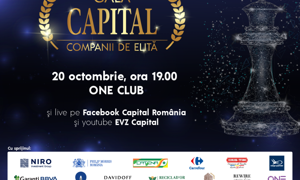 Companiile de succes din România vor fi premiate pe 20 octombrie  în cadrul Galei Capital Companii de Elită