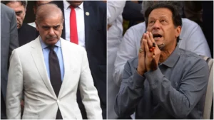 Premierul pakistanez Shehbaz Sharif( stânga) și liderul PTI Imran Khan Niazi( dreapta)Sursa foto Hindustan Times