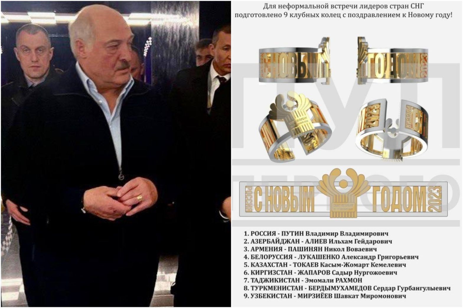 Președintele Lukashenko purtând inelul primit de la Putin, sursă foto Lithuania Posts