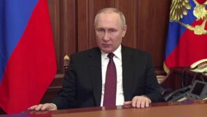 Vladimir Putin anunță în dimineața zilei de 24 februarie începutul „operațiunii militare speciale” din Ucraina, sursă foto BBC