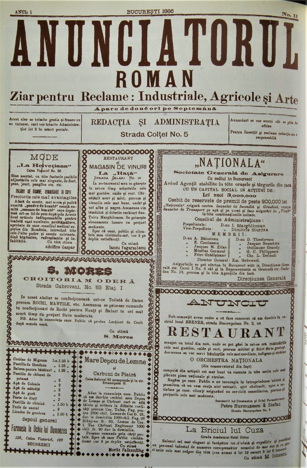 Anunciatorul Român, București, 1886