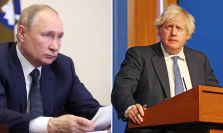 Vladimir Putin, președinteleRusiei, și Boris Johnson, fostul premier al Marii Britanii (sursă foto: Sky News)