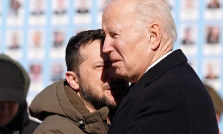 Volodimir Zelenski și Joe Biden s-au întâlnit pe 20 februarie, după vizita surpriză a președintelui american în Ucraina. Sursa foto Hotnews