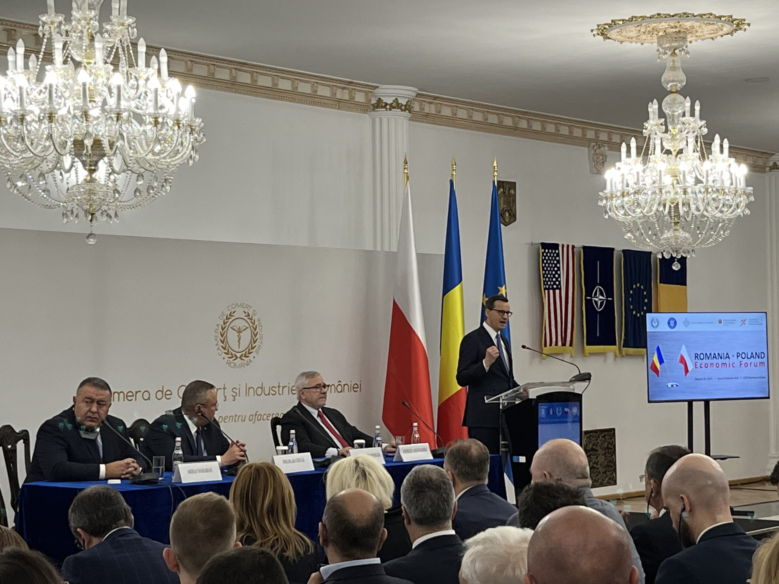 Premierul Poloniei, Mateusz Morawiecki, în vizită la București. Acesta a participat la prima parte a Forumului Economic România - Polonia (sursă foto: Infofinanciar / Adrian Lambru)