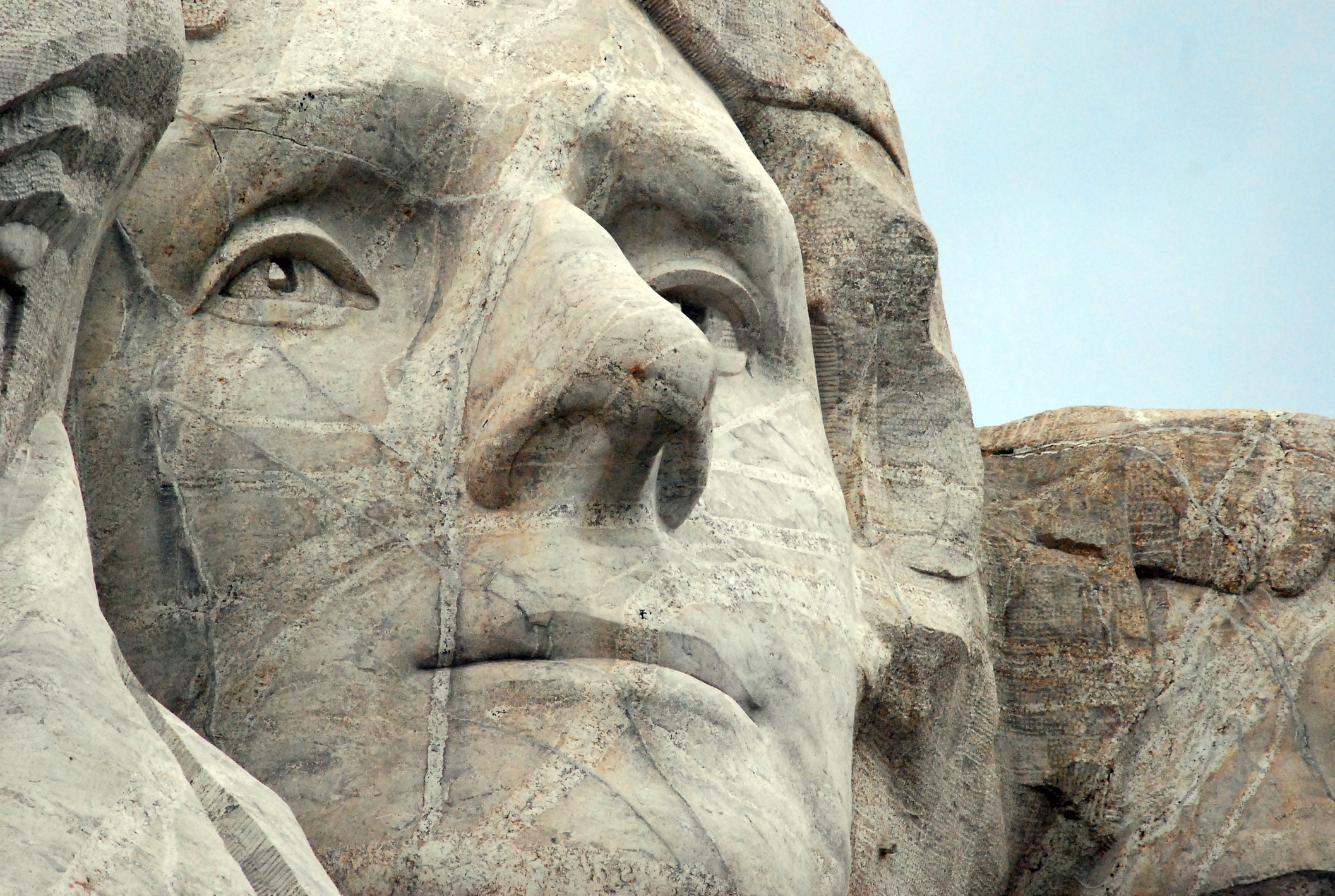 Muntele Rushmore, Dealurile Negre din Dakota de Sud: Sculptura ce-l înfățișează pe cel de-al treilea dintre președinții Statelor Unite ale Americii, Thomas Jefferson Față sculpturală (13 aprilie 1743 - 4 iulie 1826) - sursă foto: dreamstime
