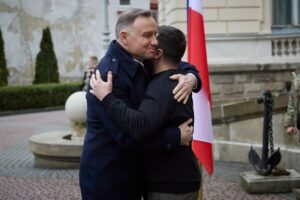 Andrzej Duda, președintele Poloniei, și Volodimir Zelenski, președintele Ucrainei în Polonia