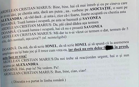 Stenogramă conversație dezvăluită, Poză preluată de România TV