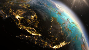 Asia vazuta noaptea din satelit