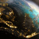 Asia vazuta noaptea din satelit
