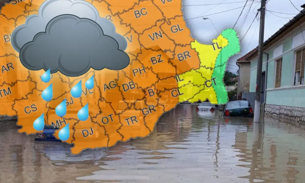 Cod galben de viiturii! 14 județe din țară sunt în pericol de inundații