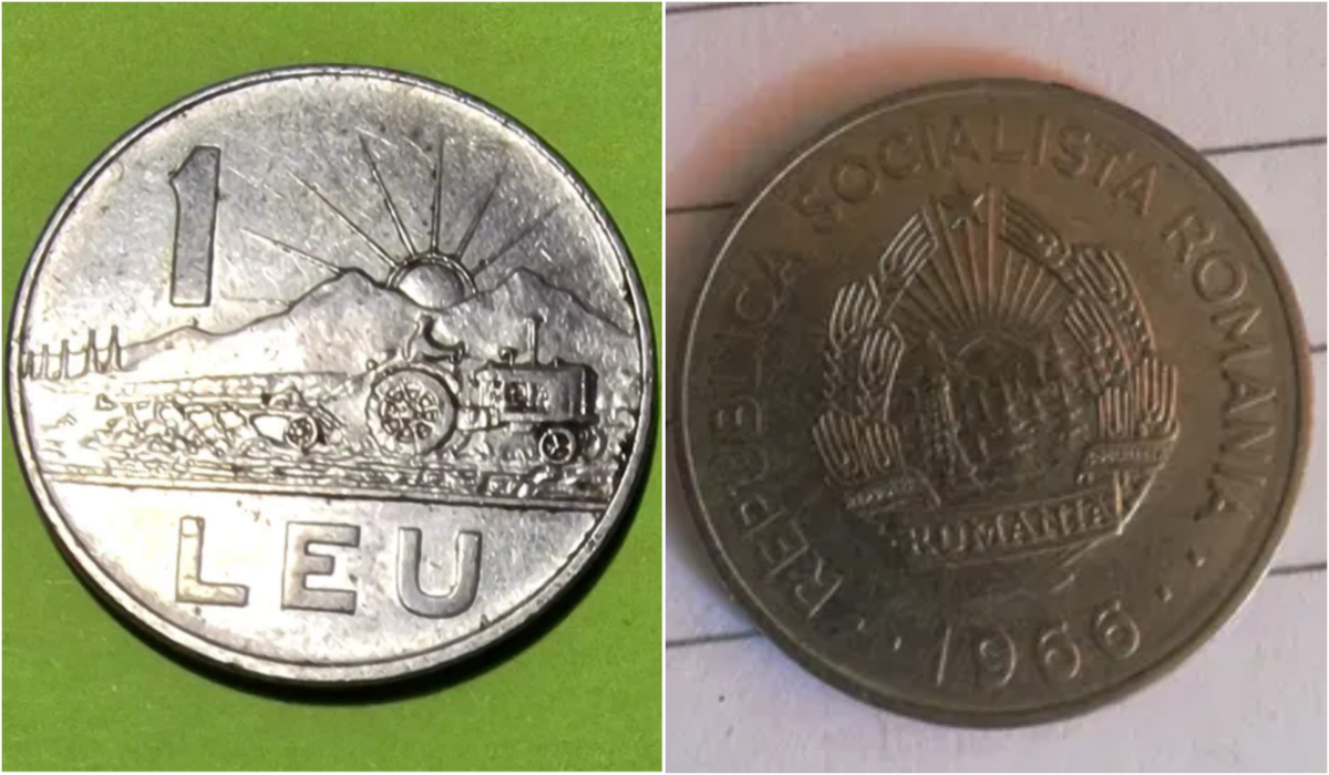 monedă de un leu din perioada comunistă (sursă foto: romaniatv.net)