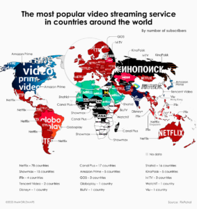 Paltformele de streaming video pentru fiecare țară Sursa visualcapitalist.com