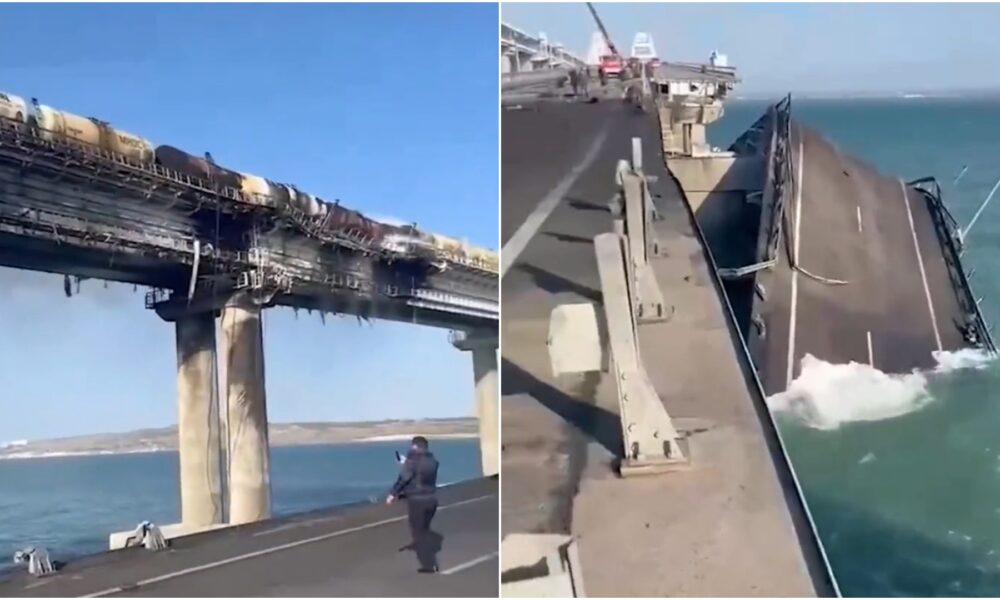 Podul Kerci bombardat de drone maritime. Presa rusească recomandă în continuare concediul în Crimeea