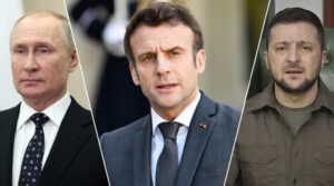 Putin Macron Zelenski (sursă foto: POLITICO)